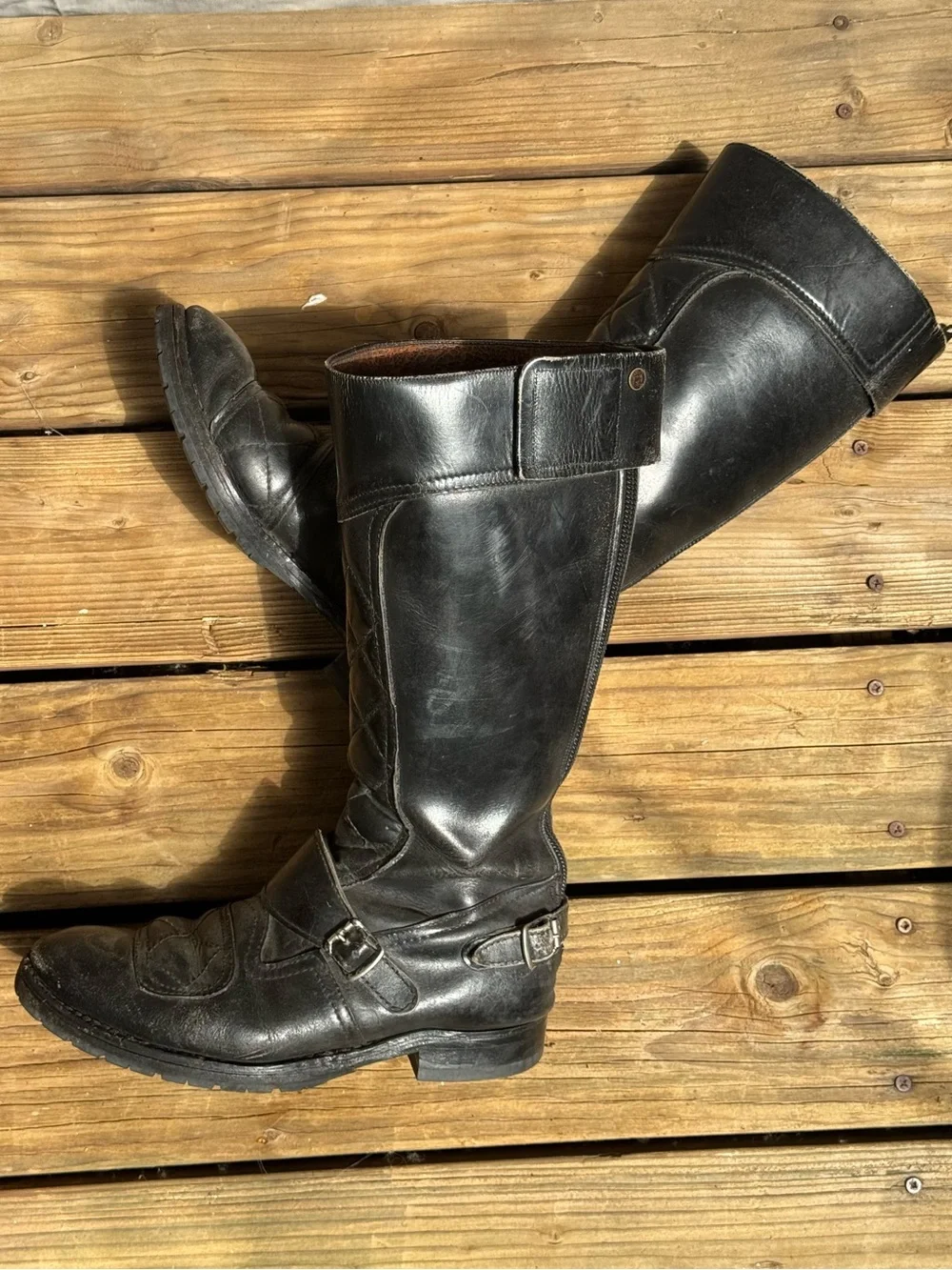 Goldtop Black Leather Men's Motorcycle Riding Boots